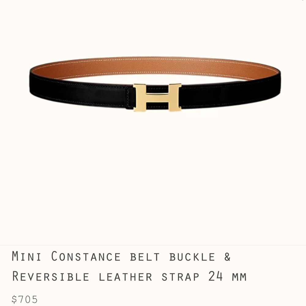 Hermes reversible black and brown belt with gold hardware.